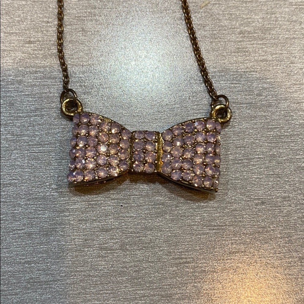 Pink bow necklace